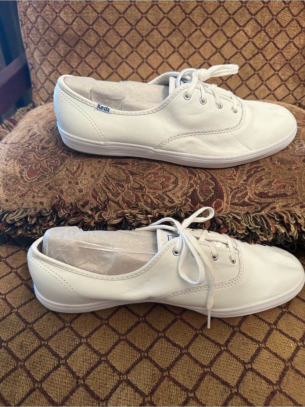 Keds White Leather Low-Top Lace-Up Sneakers - Picture 3 of 4